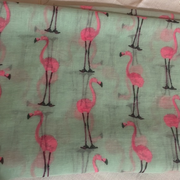 Summer Hat & Scarf Set, Flamingo Themed, Color: light green/hot pink - Picture 12 of 15